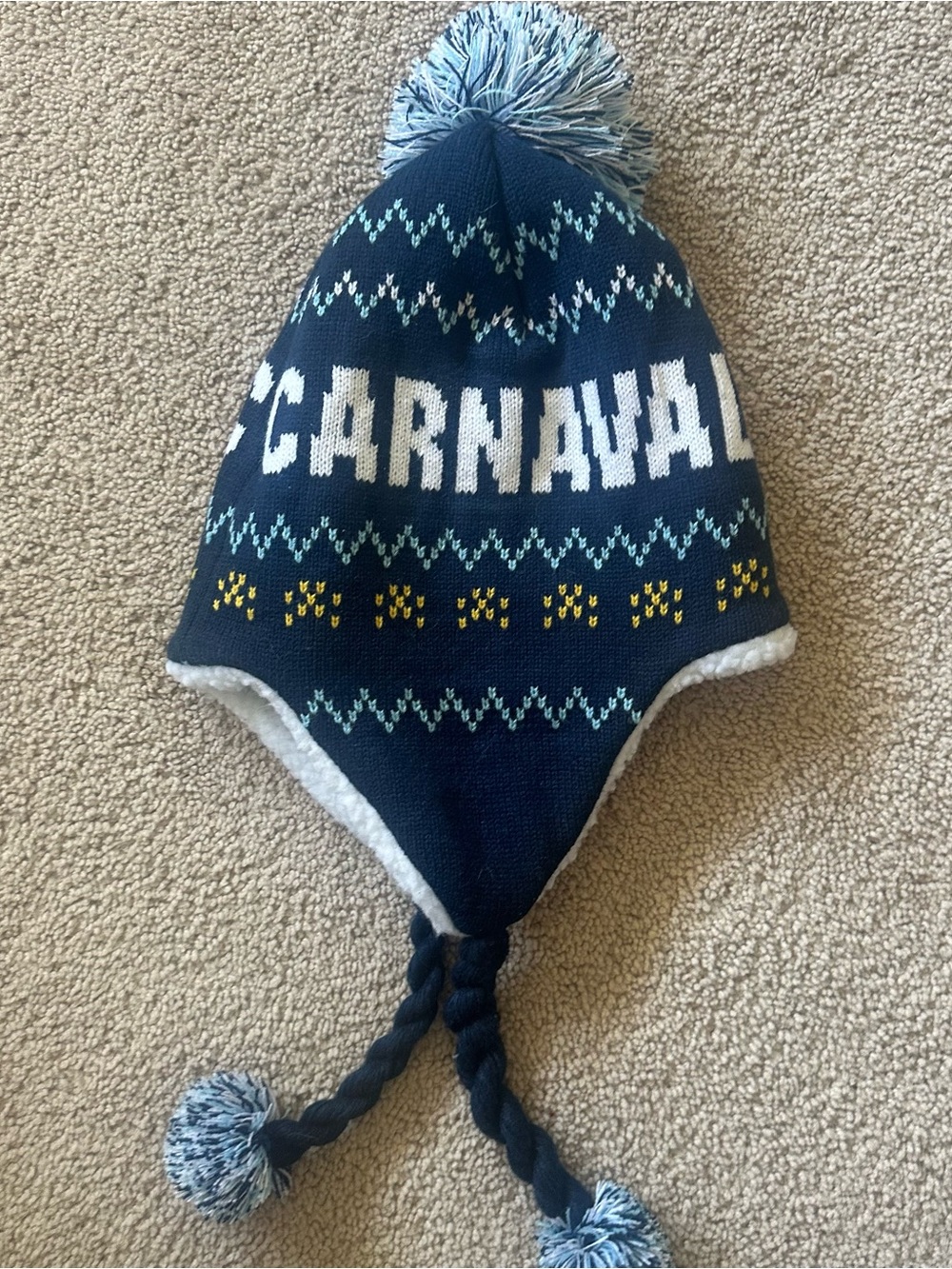 Winter Carnaval de Quebec Navy Pom-Pom Earflap Beanie - Picture 3 of 4
